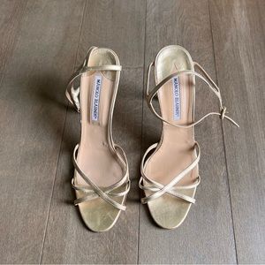 Manolo Blahnik Gold Strappy Heel Sandal